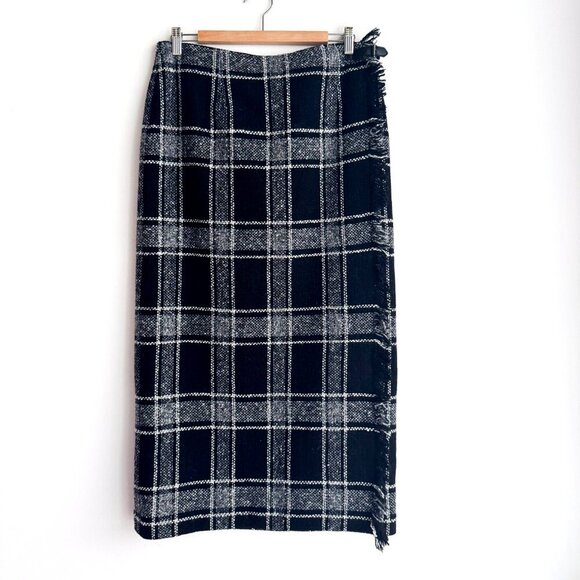 Talbots Italian Fabric Plaid Tartan Style Wrap Midi Skirt M - Picture 4 of 9